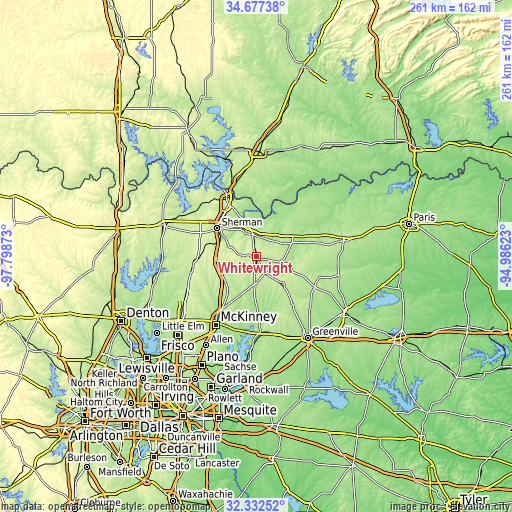 Topographic map of Whitewright