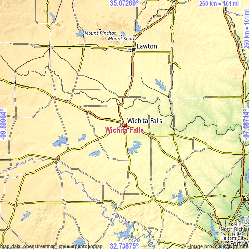 Topographic map of Wichita Falls