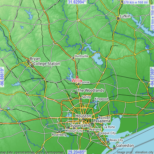 Topographic map of Willis