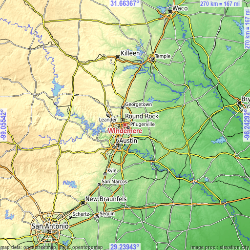 Topographic map of Windemere