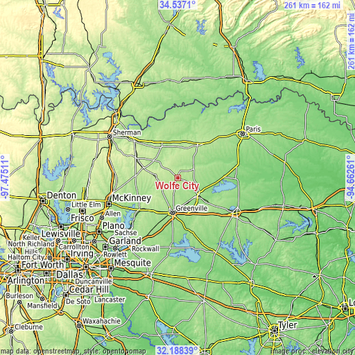 Topographic map of Wolfe City