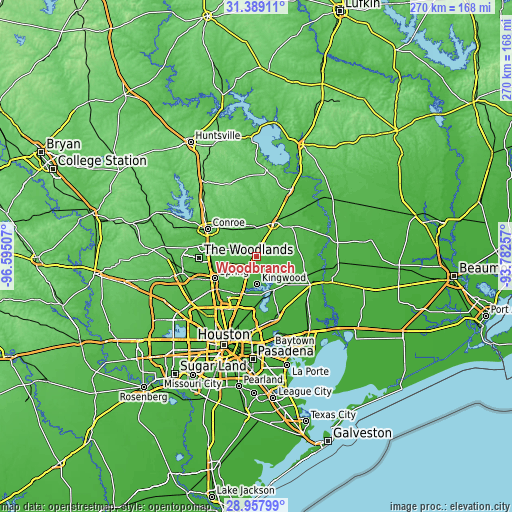 Topographic map of Woodbranch