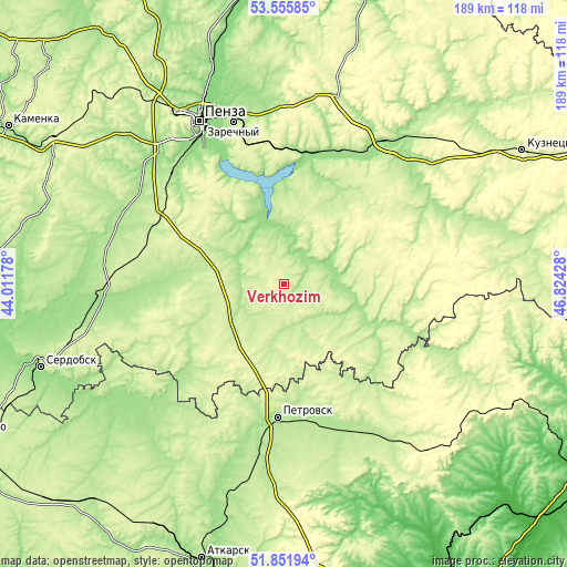 Topographic map of Verkhozim