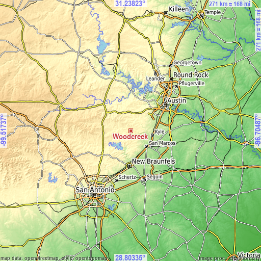 Topographic map of Woodcreek