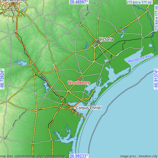 Topographic map of Woodsboro