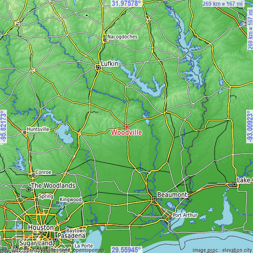 Topographic map of Woodville