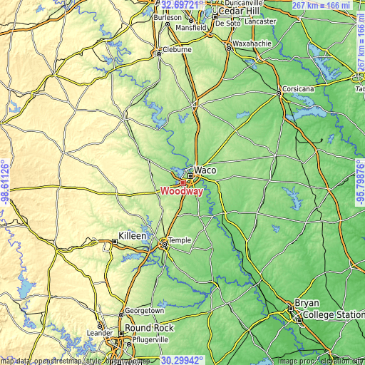 Topographic map of Woodway