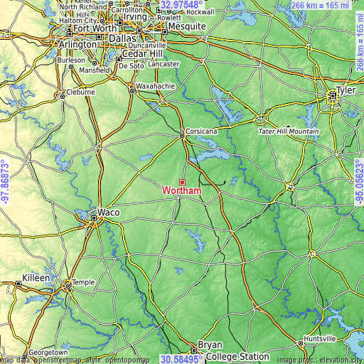 Topographic map of Wortham