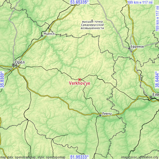 Topographic map of Verkhov’ye