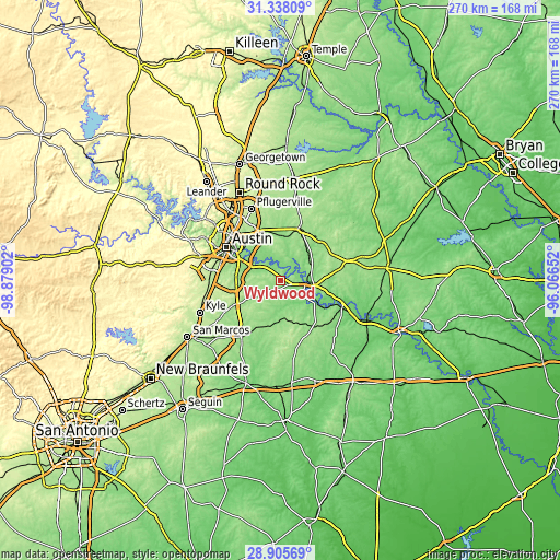 Topographic map of Wyldwood