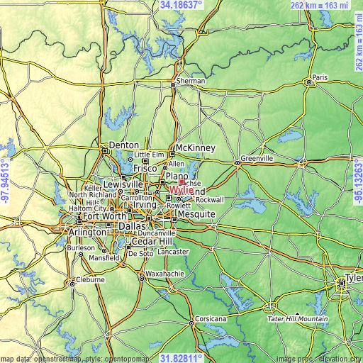 Topographic map of Wylie