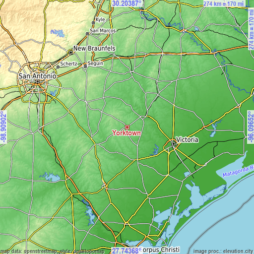 Topographic map of Yorktown