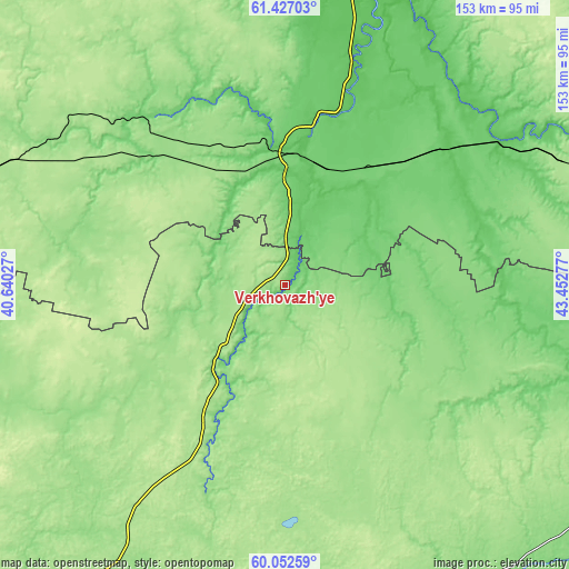 Topographic map of Verkhovazh’ye