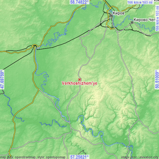 Topographic map of Verkhoshizhem’ye