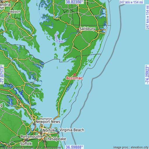 Topographic map of Accomac