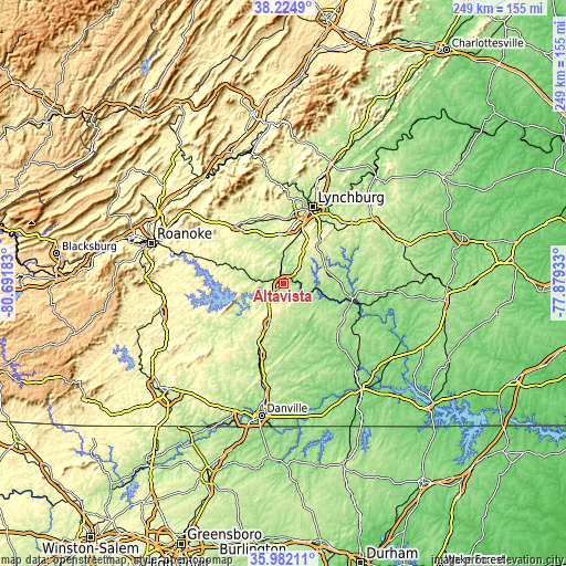 Topographic map of Altavista