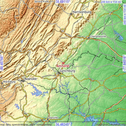 Topographic map of Amherst