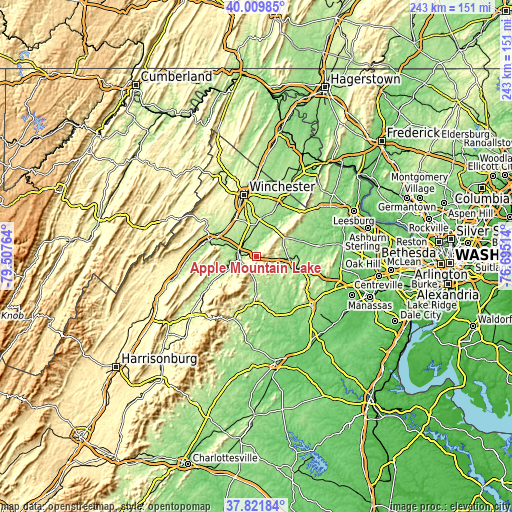 Topographic map of Apple Mountain Lake