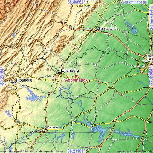 Topographic map of Appomattox