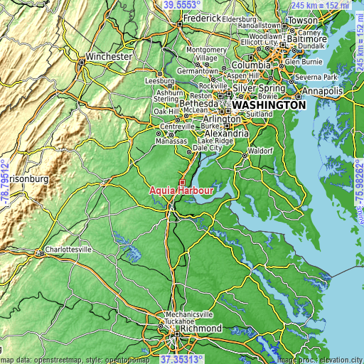 Topographic map of Aquia Harbour