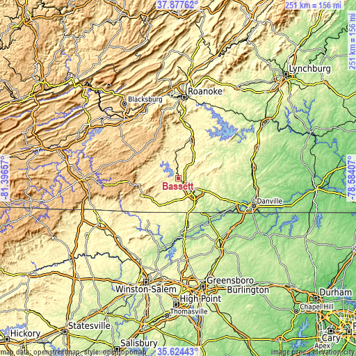 Topographic map of Bassett