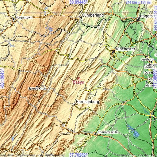 Topographic map of Basye