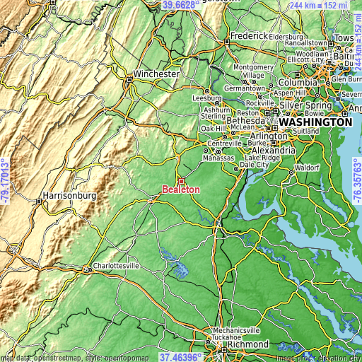 Topographic map of Bealeton