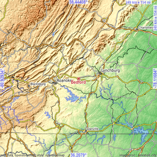 Topographic map of Bedford