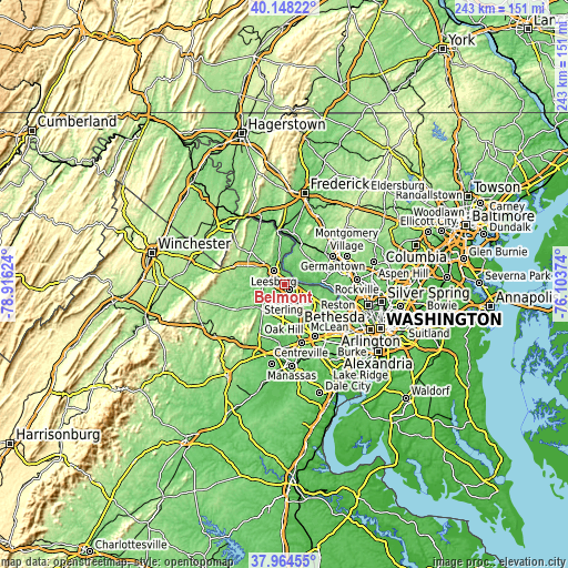 Topographic map of Belmont