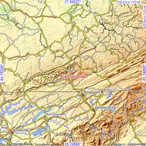 Topographic map of Big Stone Gap