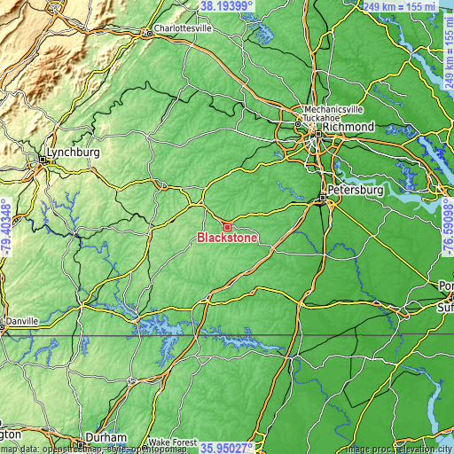 Topographic map of Blackstone