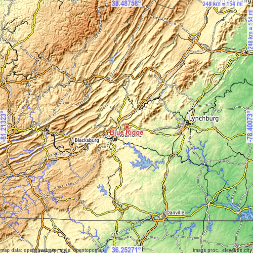 Topographic map of Blue Ridge