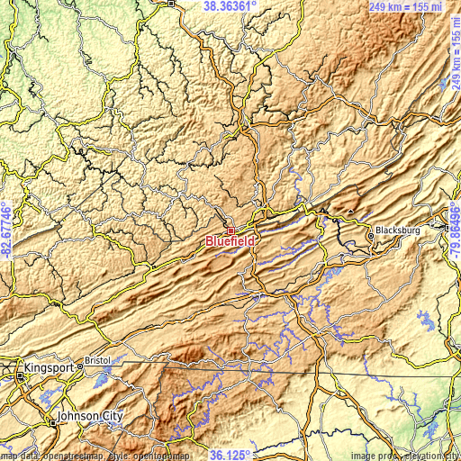 Topographic map of Bluefield