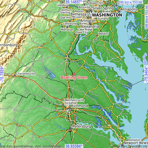 Topographic map of Bowling Green