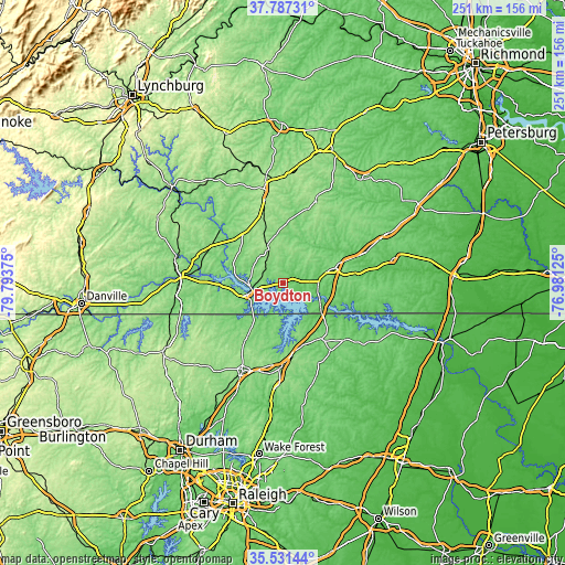 Topographic map of Boydton