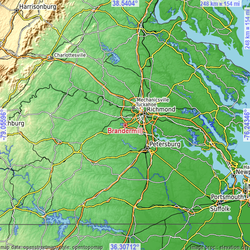 Topographic map of Brandermill