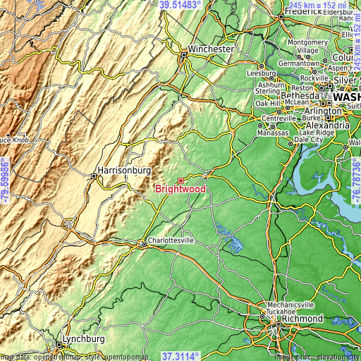 Topographic map of Brightwood