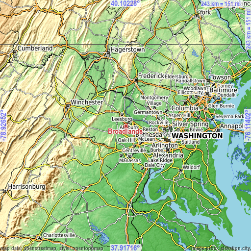 Topographic map of Broadlands