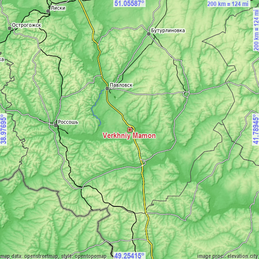 Topographic map of Verkhniy Mamon