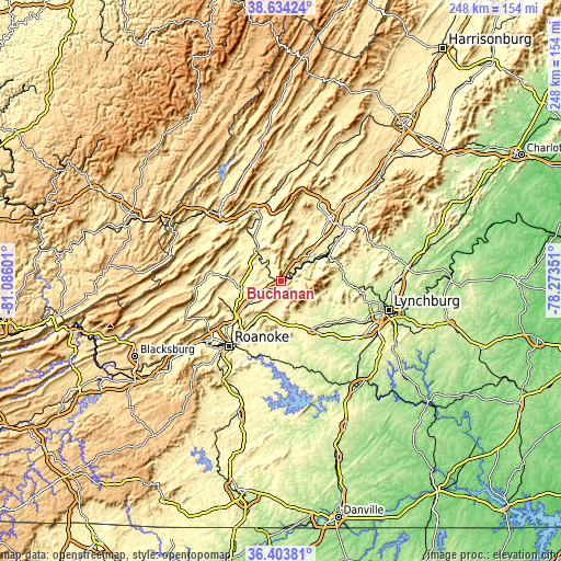 Topographic map of Buchanan