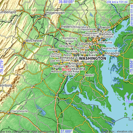 Topographic map of Burke