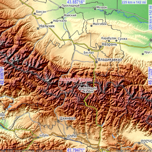 Topographic map of Verkhniy Fiagdon