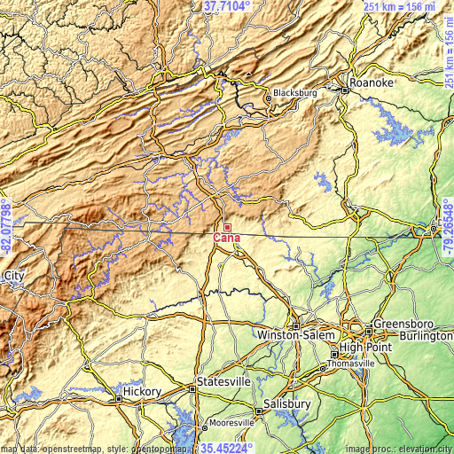 Topographic map of Cana