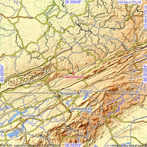 Topographic map of Castlewood