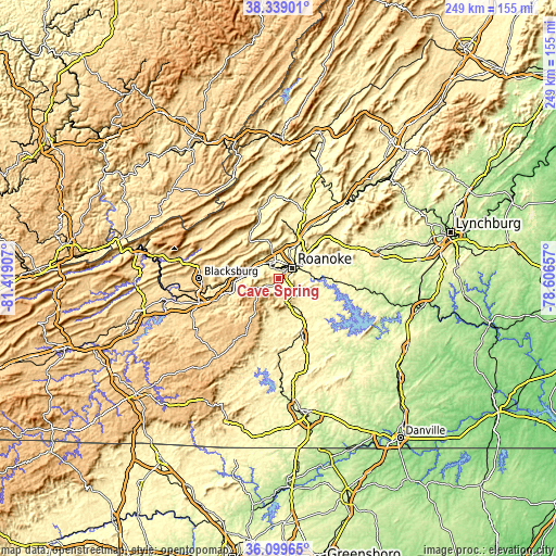 Topographic map of Cave Spring