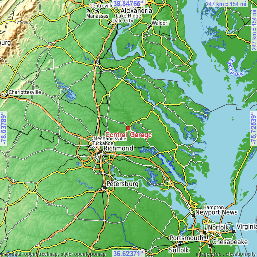 Topographic map of Central Garage