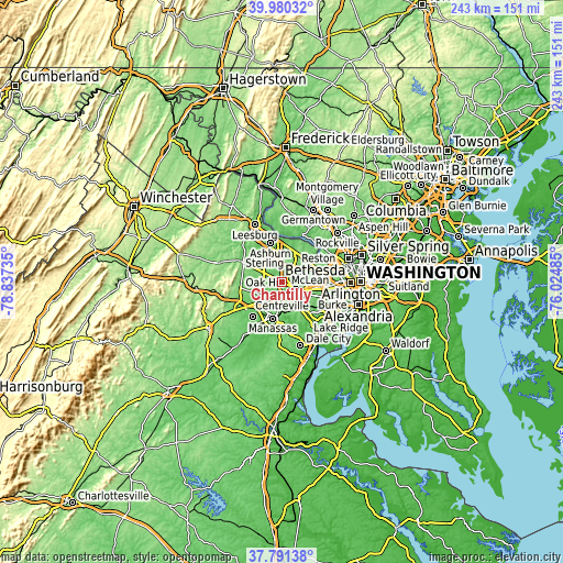 Topographic map of Chantilly