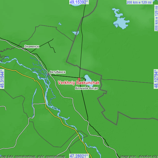 Topographic map of Verkhniy Baskunchak