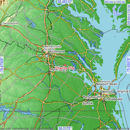 Topographic map of Charles City