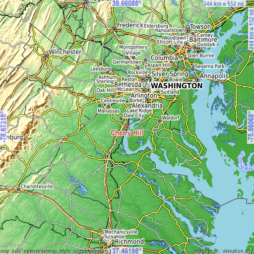 Topographic map of Cherry Hill